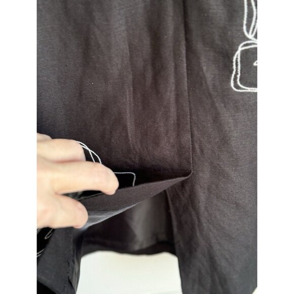 Talbots Womens Midi Dress 18 Black Floral Embroidered Linen Rayon Old Money - Picture 8 of 12